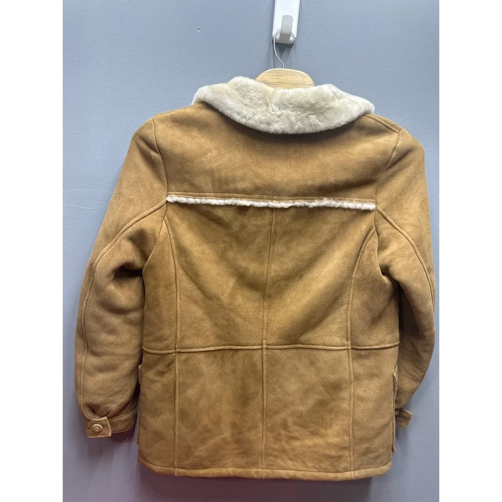 Orvis USA Leather Ranch Coat L Sherpa Lined Western Jacket Camel Mens - Picture 12 of 12